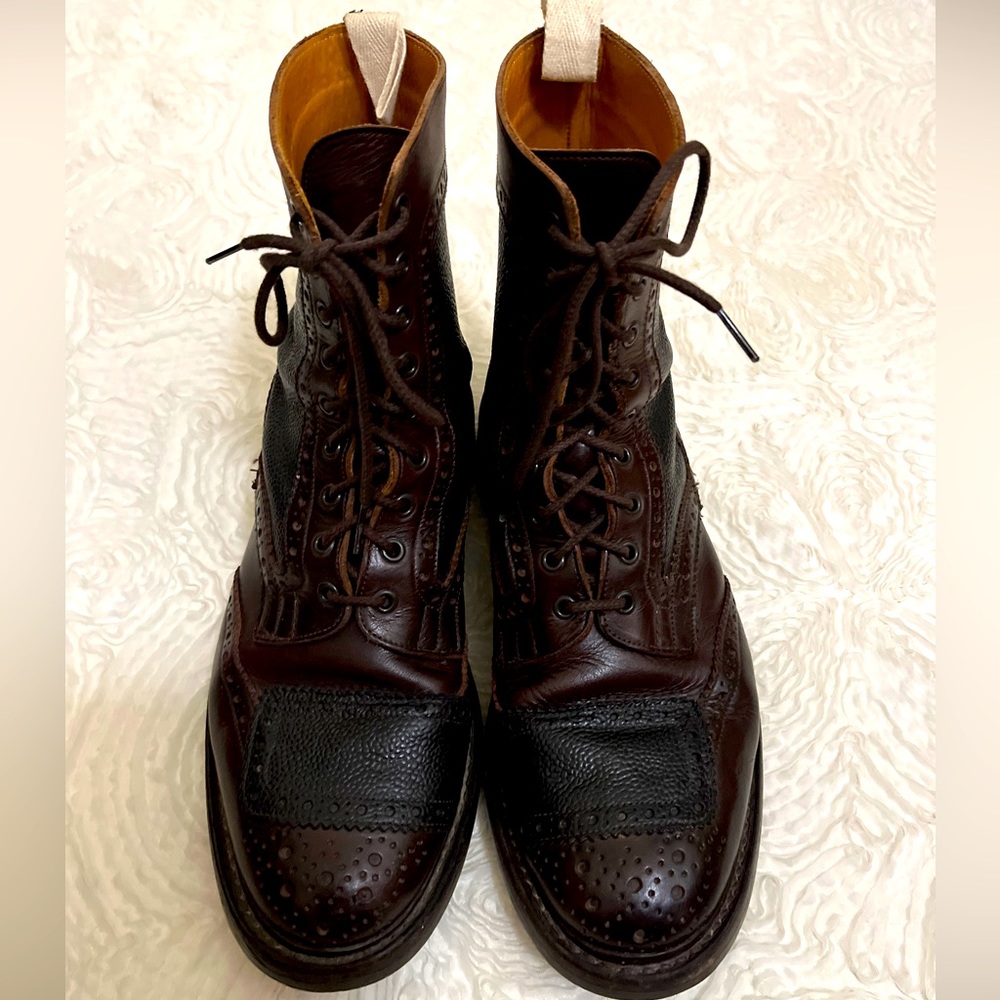Trickers England Brown Leather Brogue Wintip Country Boots Lace-Up UK 11 US 12